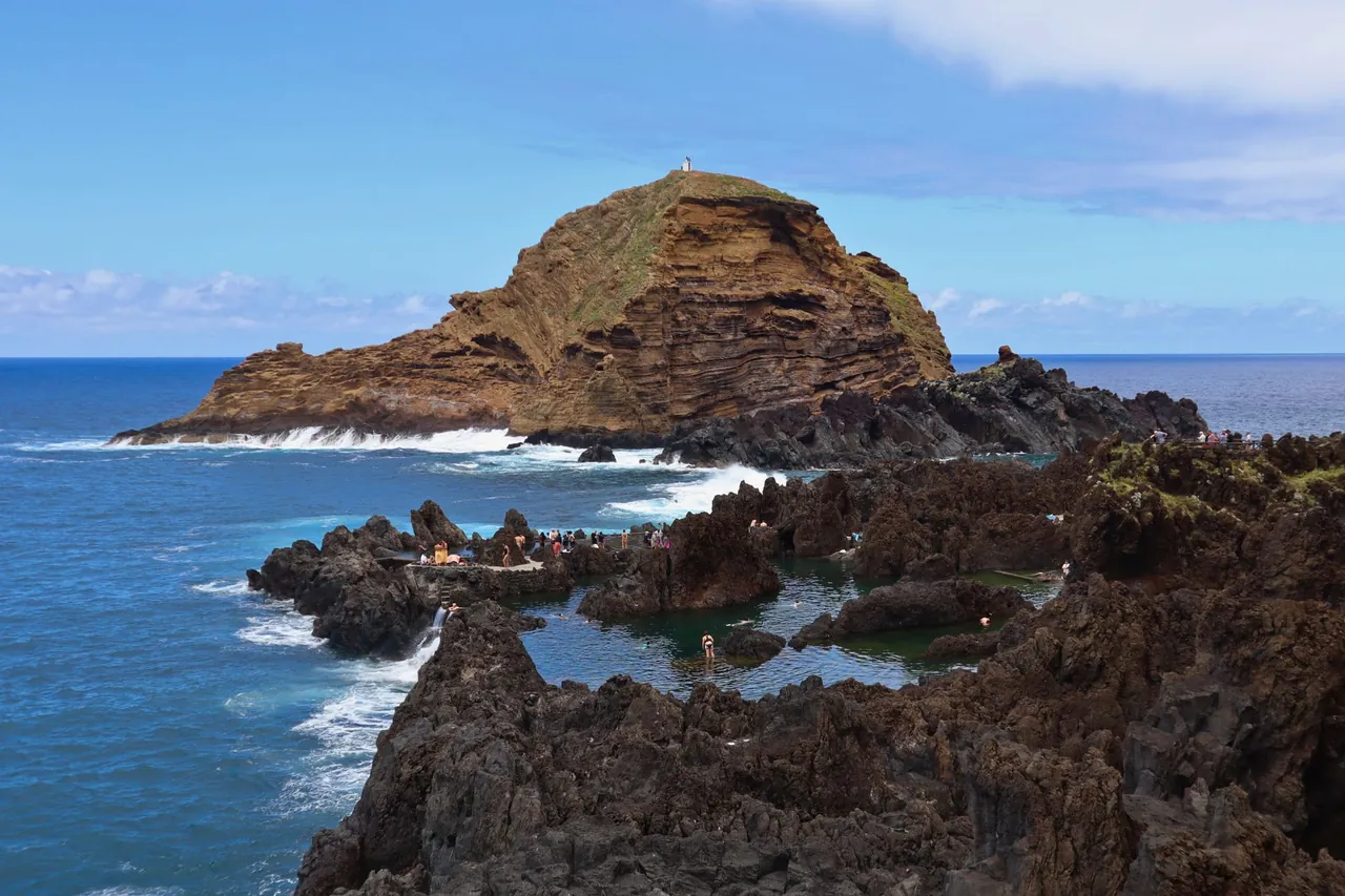 Natural volcanic lava swimming pools at Porto Moniz on the north coast of Madeira, Portugal