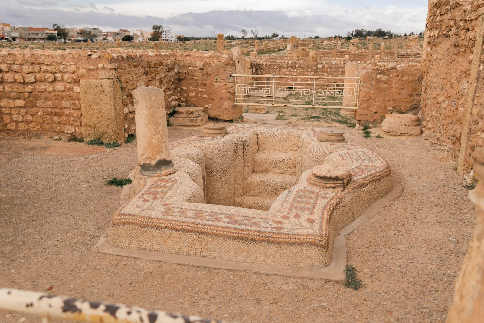 Excavated Roman ruins and mosaic floors at Conimbriga near Coimbra, Portugal