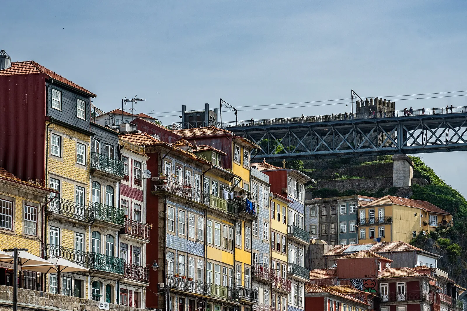 The Ribeira district and the Dom Luís I bridge over the Douro River in Porto, Portugal