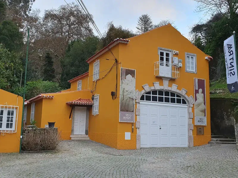 The orange building of the Anjos Teixeira museum in Sintra