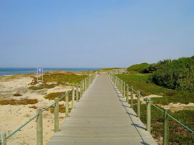 The boardwalk through the dunes to Madalena beach near Vila Nova de Gaia